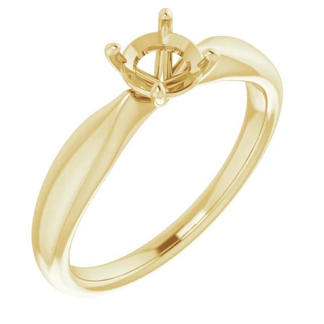 14K White or Yellow  6.5 mm Round Solitaire Engagement Ring Mounting, also available as custom size