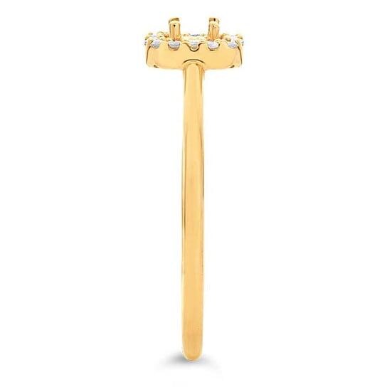 14K Yellow Gold Diamond Halo Engagement Ring Mounting, Sz 7 & 8