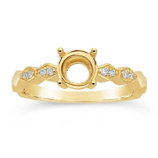 14K Yellow or White Gold 6.5mm Round Semi-Mount Engagement Ring Mounting