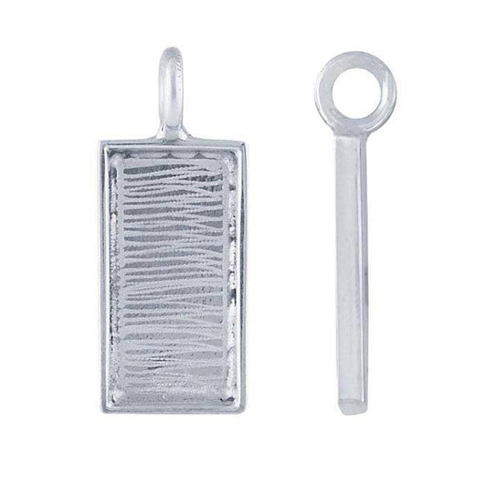 Sterling Silver 21 x 10mm Rectangle Resin Pendant Mounting