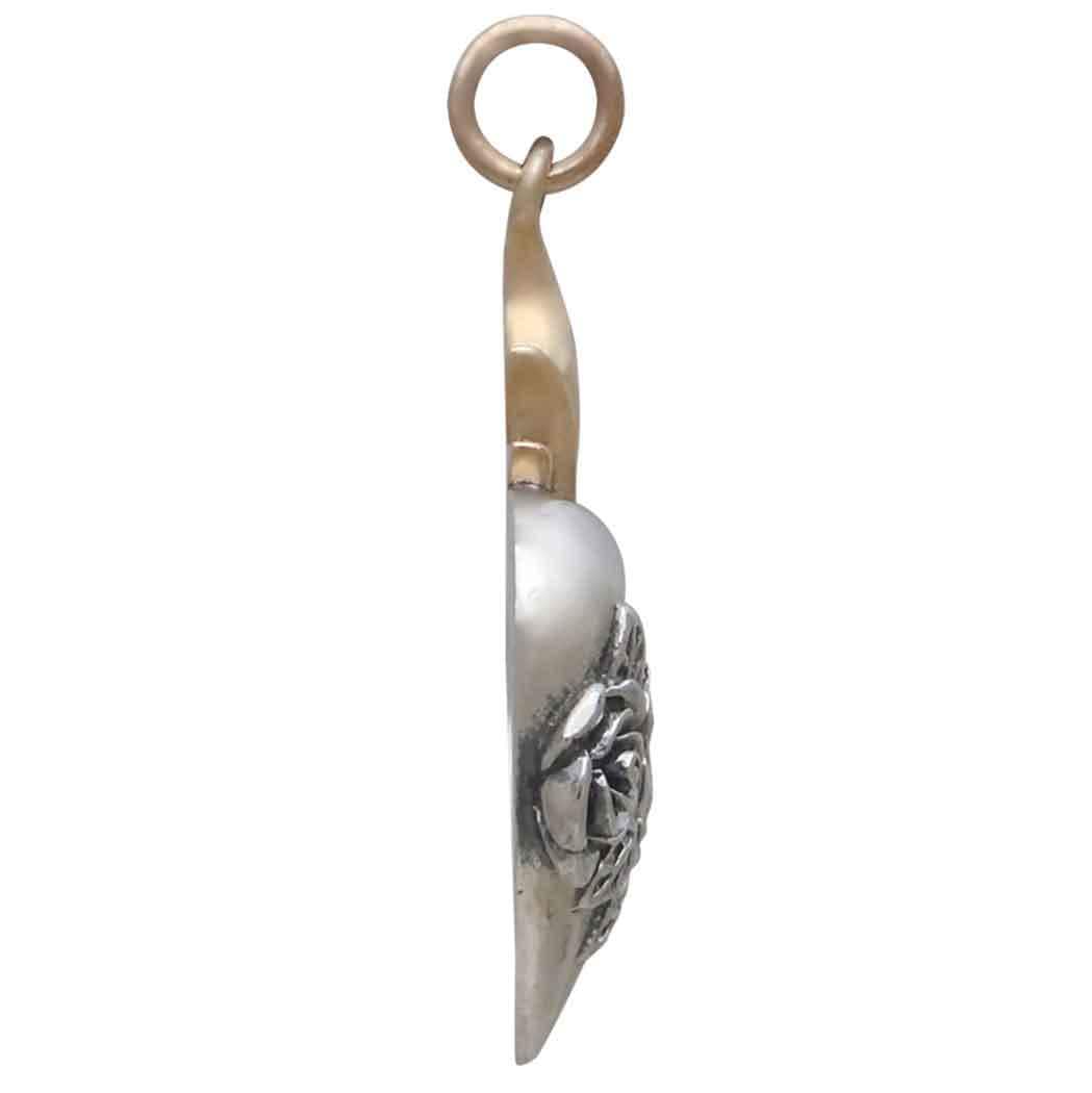 Mixed Metal Immaculate Heart of Mary Pendant 30x18mm