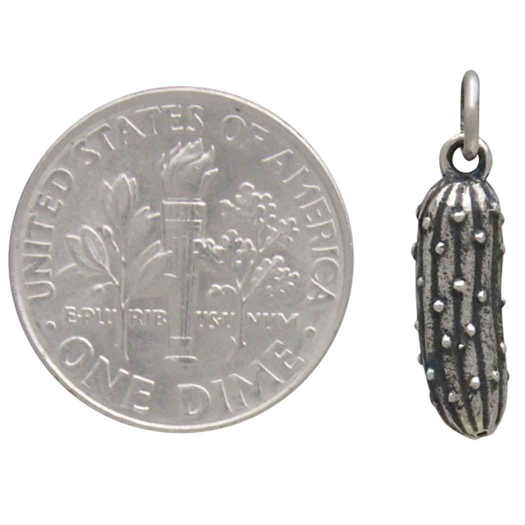 Sterling Silver Pickle Charm 19x5mm