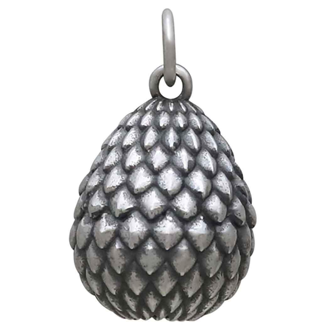 Sterling Silver 3D Scaled Dragon Egg Charm