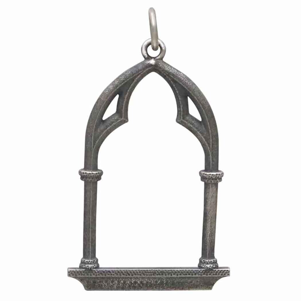 Sterling Silver Gothic Window Charm 33x19mm