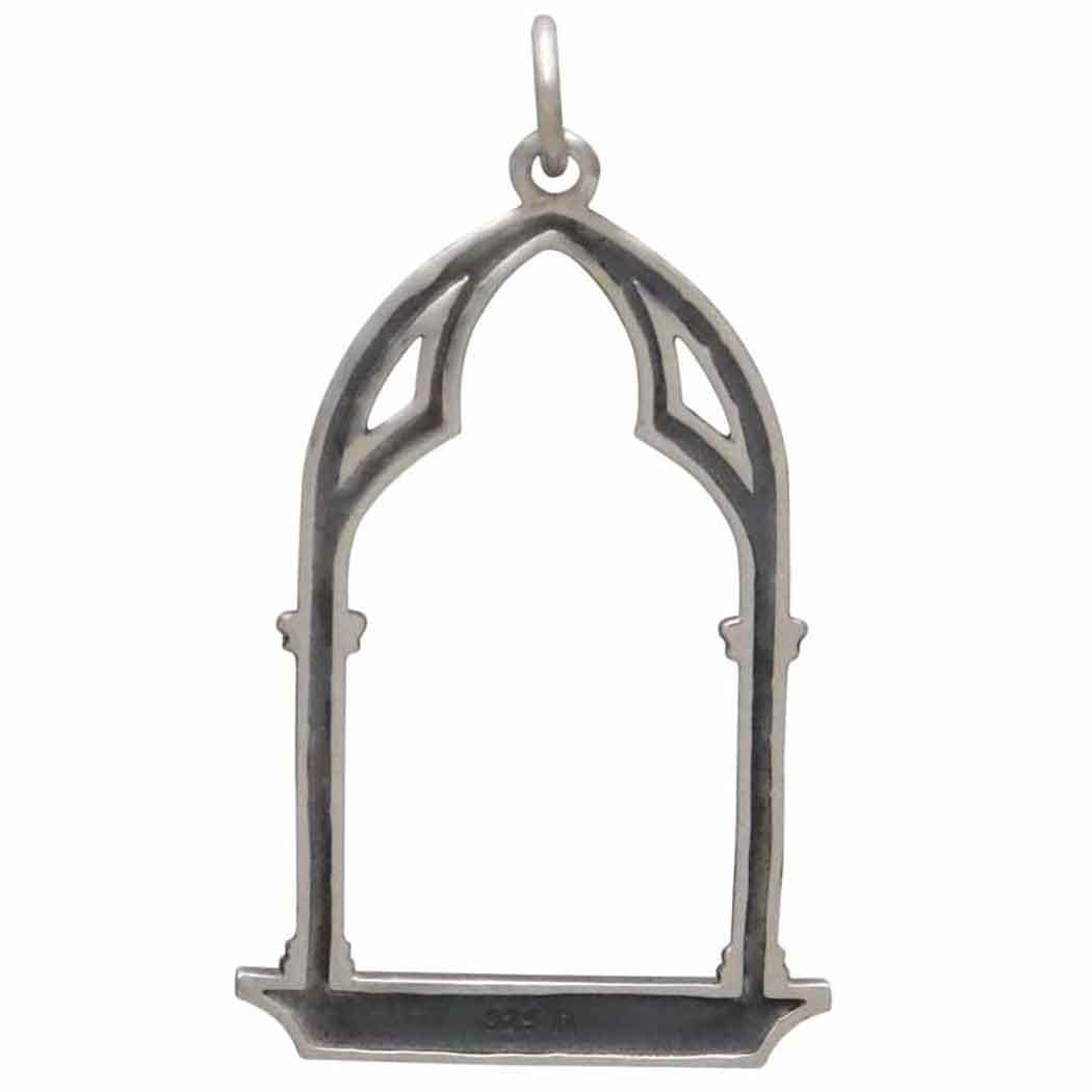 Sterling Silver Gothic Window Charm 33x19mm