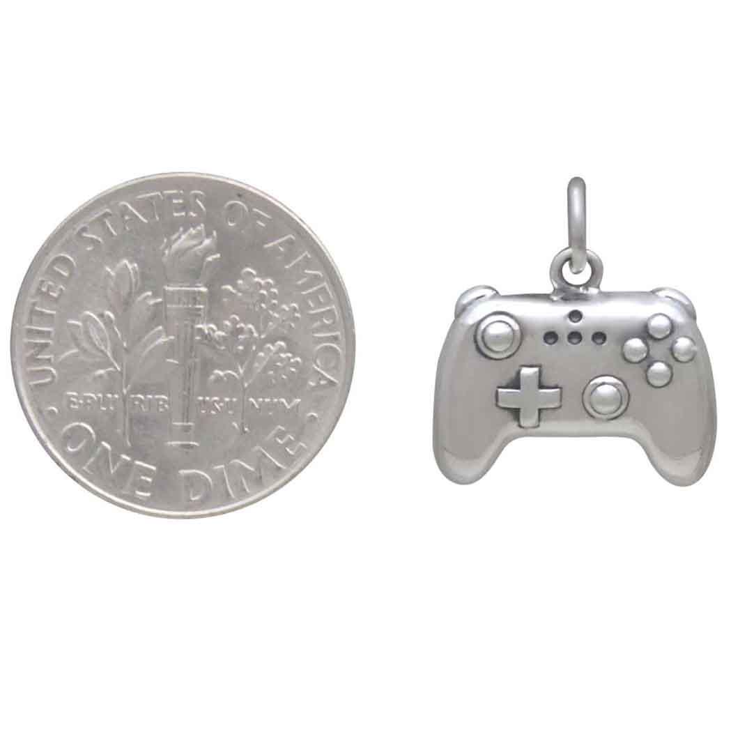 Sterling Silver Video Game Controller Charm 17x15mm