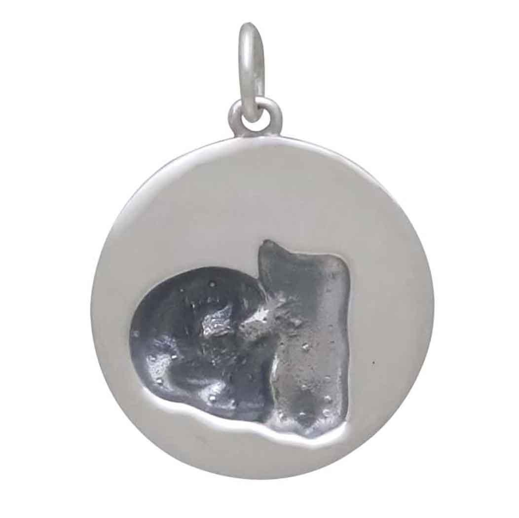 Sterling Silver Candle and Skull Pendant w Bronze 24x18mm