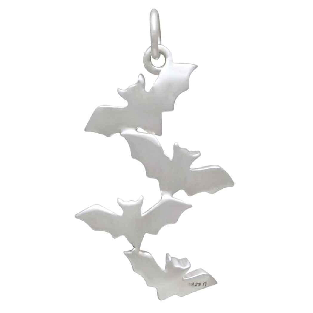 Sterling Silver Bat Cluster Charm 29x15mm