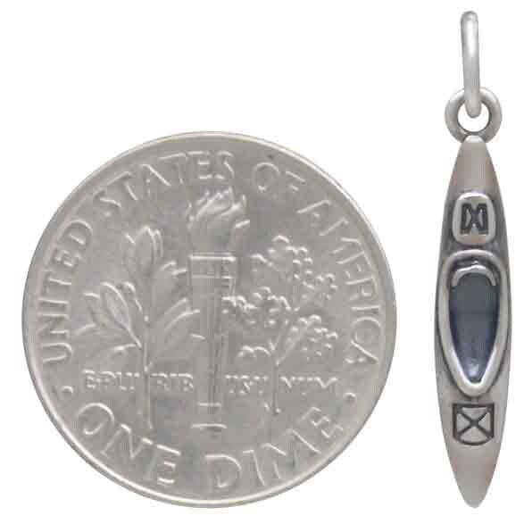 Sterling Silver Small Kayak Charm 23x4mm