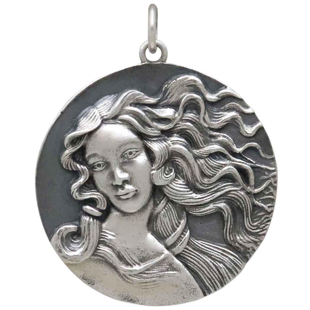 Sterling Silver Birth of Venus Portrait Pendant 30x25mm