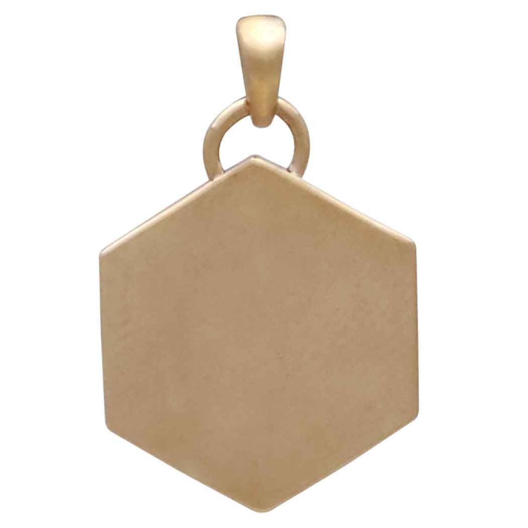 Bronze Sun in Hexagon Shadow Box Pendant 27x17mm
