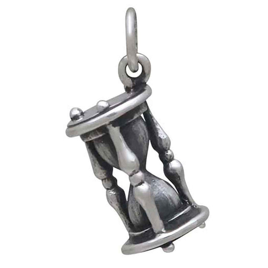 Sterling Silver 3D Hourglass Charm 21x8mm