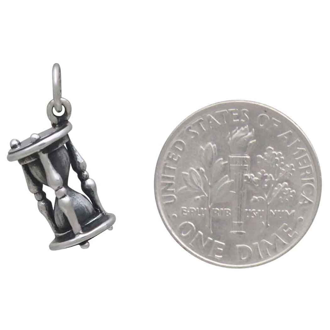 Sterling Silver 3D Hourglass Charm 21x8mm