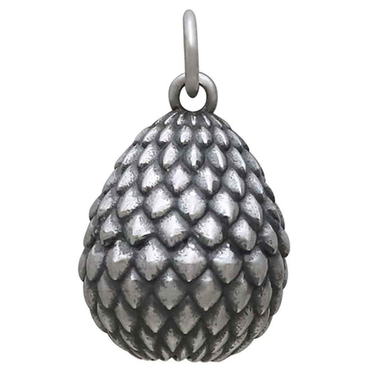 Sterling Silver 3D Scaled Dragon Egg Charm 20x12mm