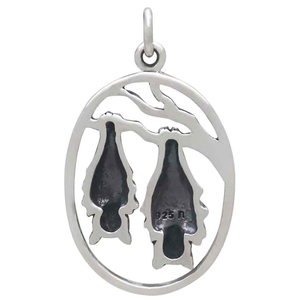 Sterling Silver Mom and Baby Bat Pendant 27x16mm