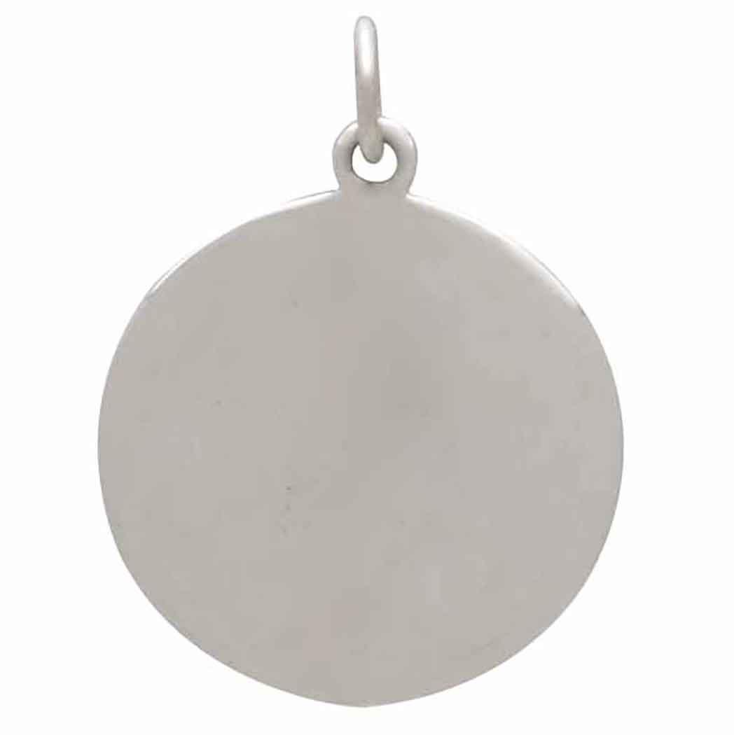 Sterling Silver Full Moon and Bat Charm 24x18mm