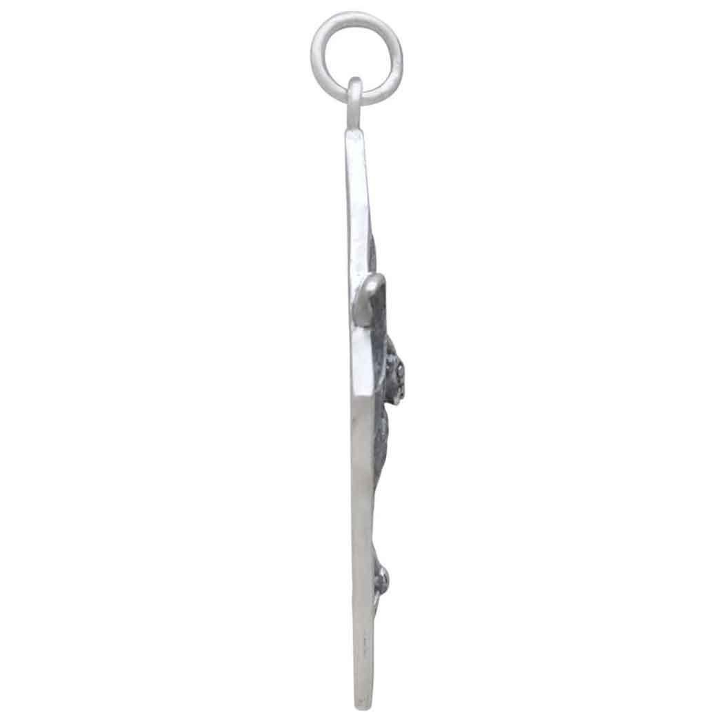 Silver Branches and Bat Pendant in Diamond Frame 35x21mm