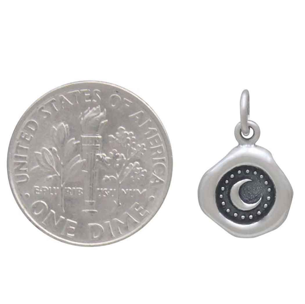 Sterling Silver Wax Seal Crescent Moon Charm 17x11mm