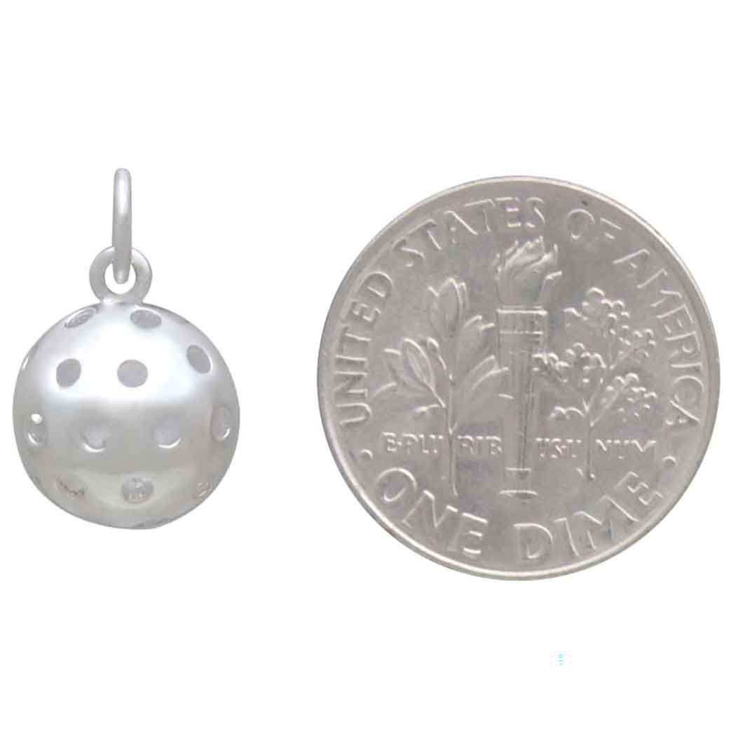 Sterling Silver 3D Pickleball Charm 16x10mm