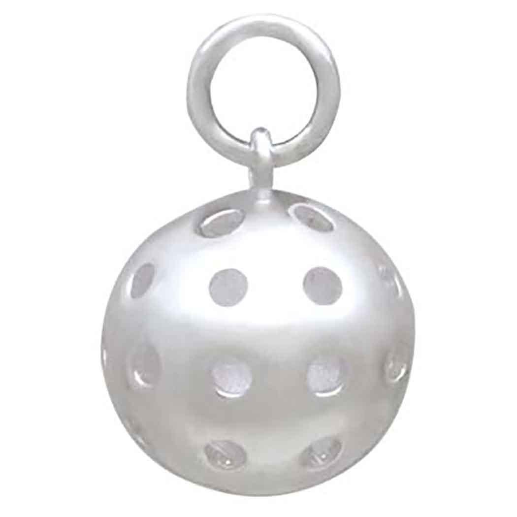 Sterling Silver 3D Pickleball Charm 16x10mm