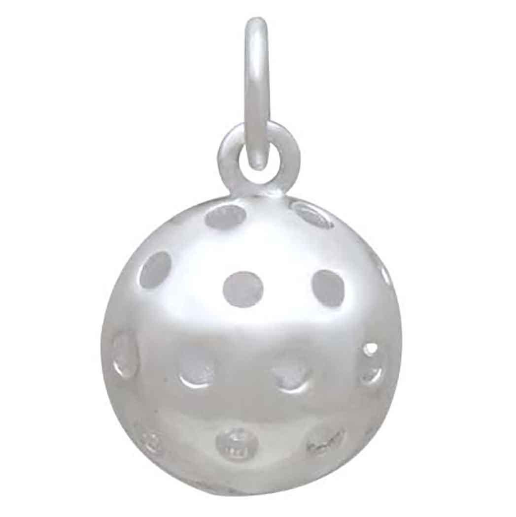 Sterling Silver 3D Pickleball Charm 16x10mm