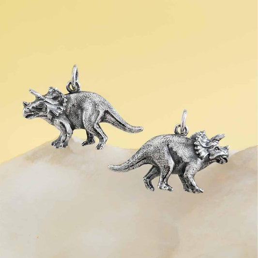 Sterling Silver Triceratops Dinosaur Charm 17x24mm