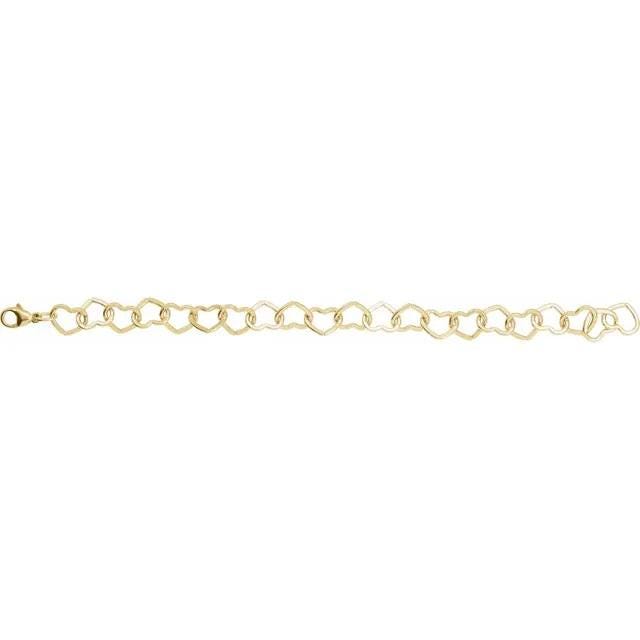 14K Yellow Gold-Filled or Sterling Silver 9 mm Heart Chain by the inch, 7" Bracelet or 16" Necklace, Custom size available