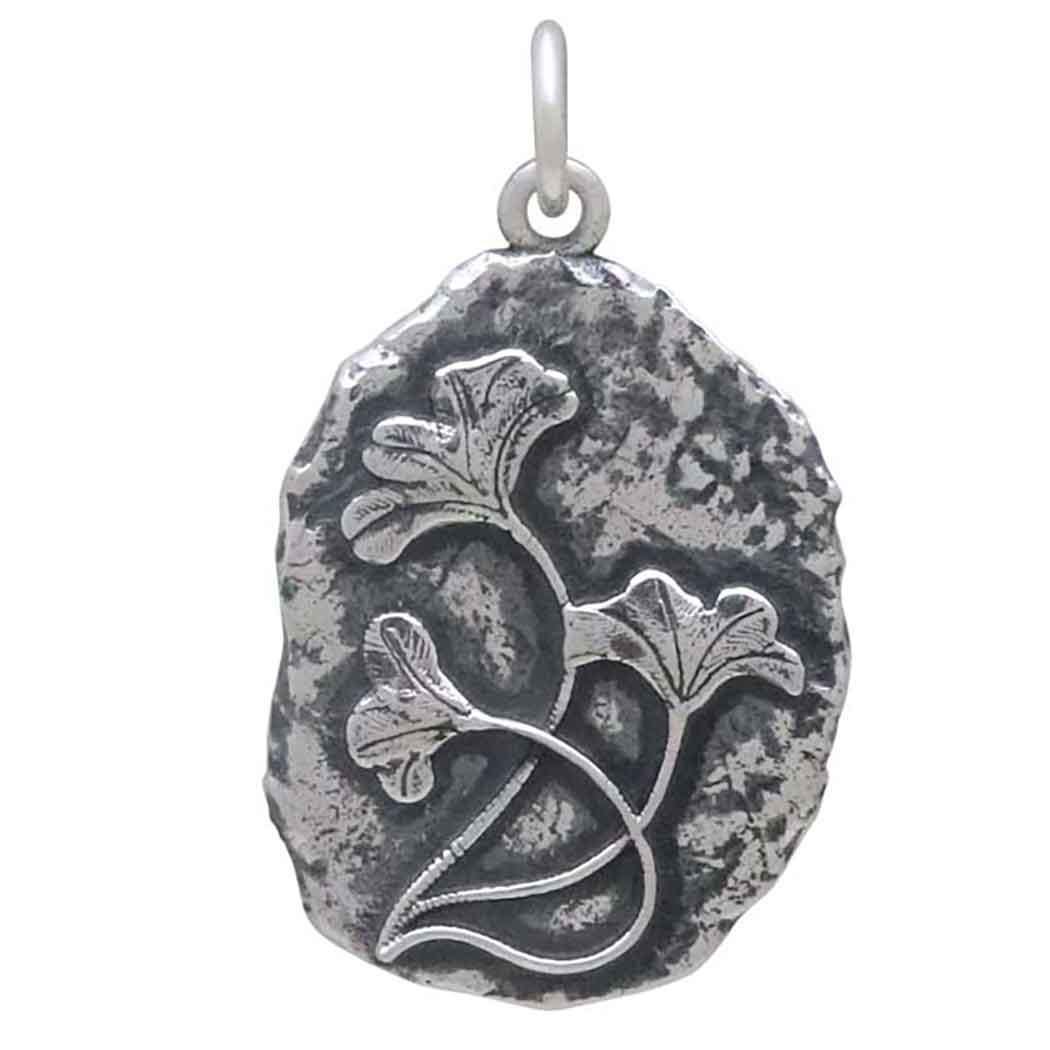 Sterling Silver Crinoid Fossil Pendant 26x15mm