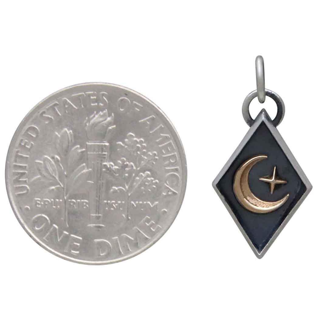 Mixed Metal Star and Moon Shadow Box Charm 21x10mm