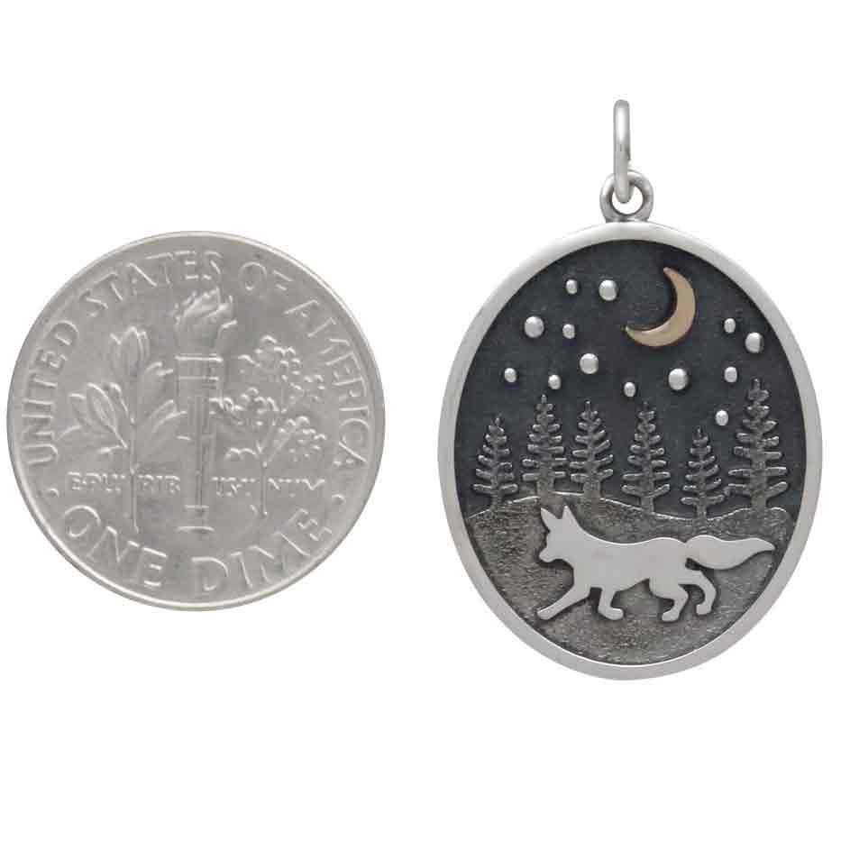 Mixed Metal Running Fox in Meadow Charm 28x19mm