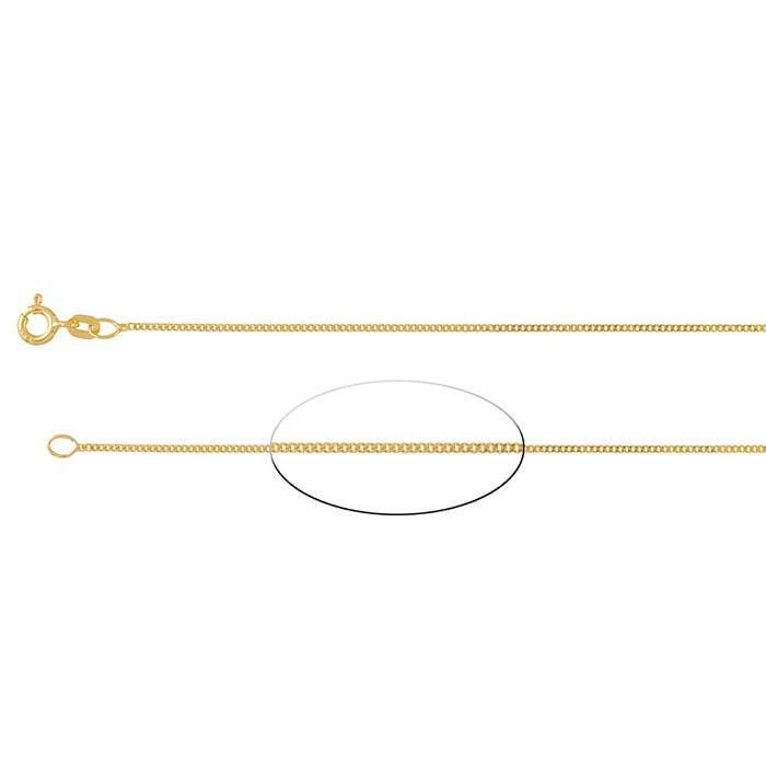 14K Yellow Gold 1mm Diamond-Cut Flat Curb Chain, choose your length.