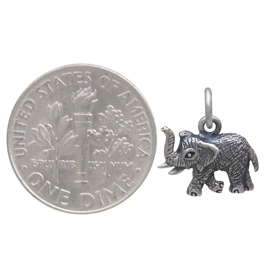 Sterling Silver Tiny Elephant Charm 14x12mm