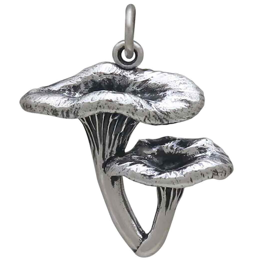 Sterling Silver Chanterelle Mushroom Pendant 24x20mm