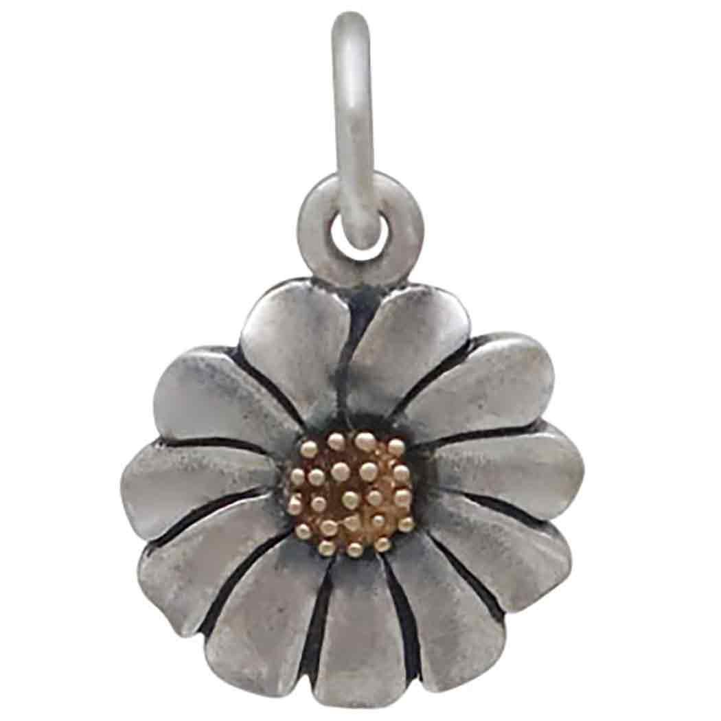 Tiny Mixed Metal Daisy Charm 16x10mm