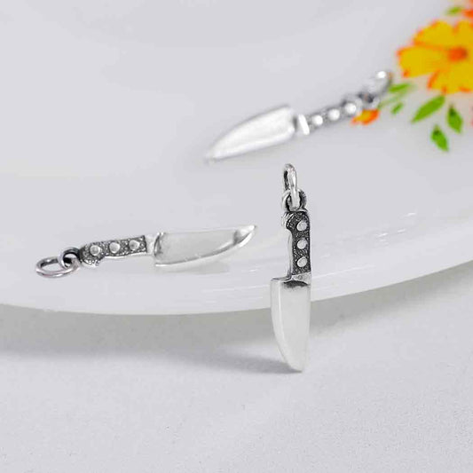 Sterling Silver Kitchen Knife Charm 24x4mm