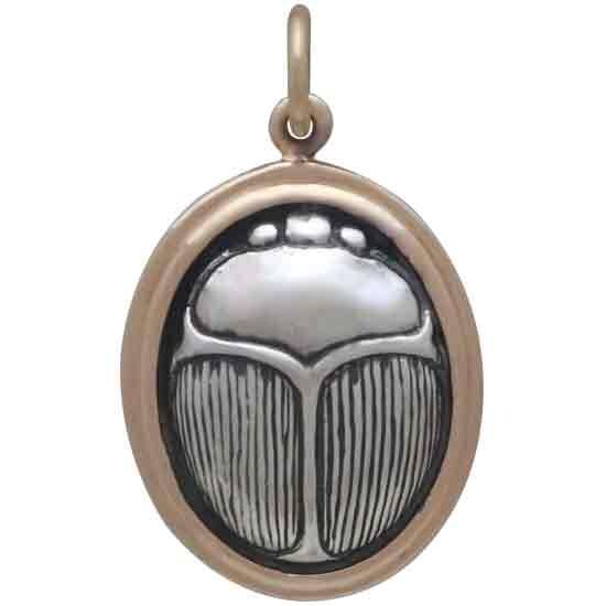 Sterling Silver Scarab Pendant Set in Bronze