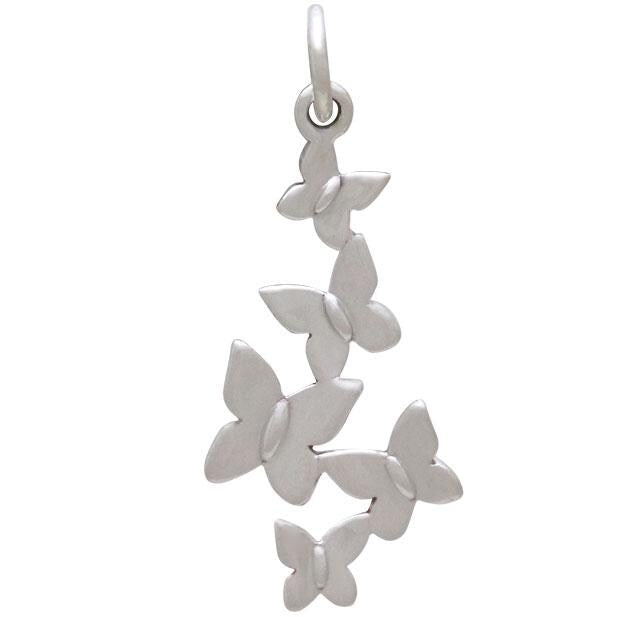 Sterling Silver Butterfly Cluster Charm 27x12mm