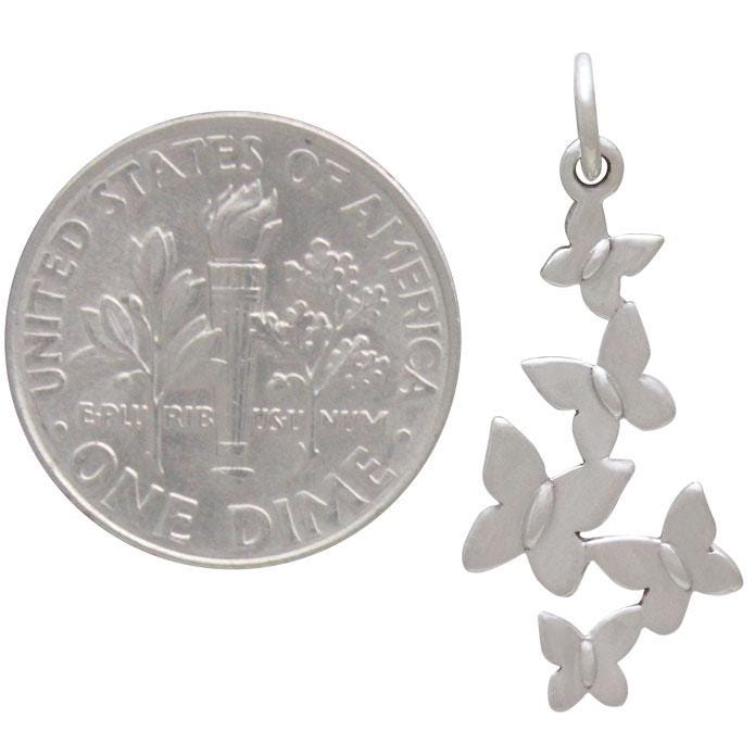 Sterling Silver Butterfly Cluster Charm 27x12mm
