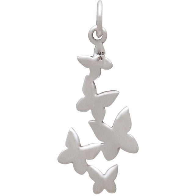 Sterling Silver Butterfly Cluster Charm 27x12mm