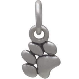 Sterling Silver Tiny Puffy Paw Charm 11x5mm