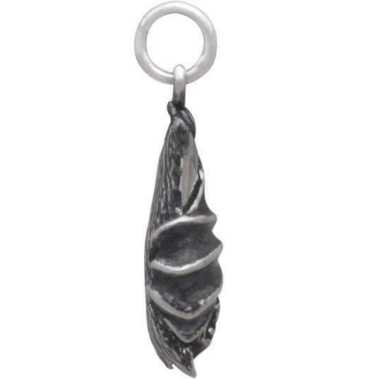 Sterling Silver Hanging Bat Charm 22x8mm