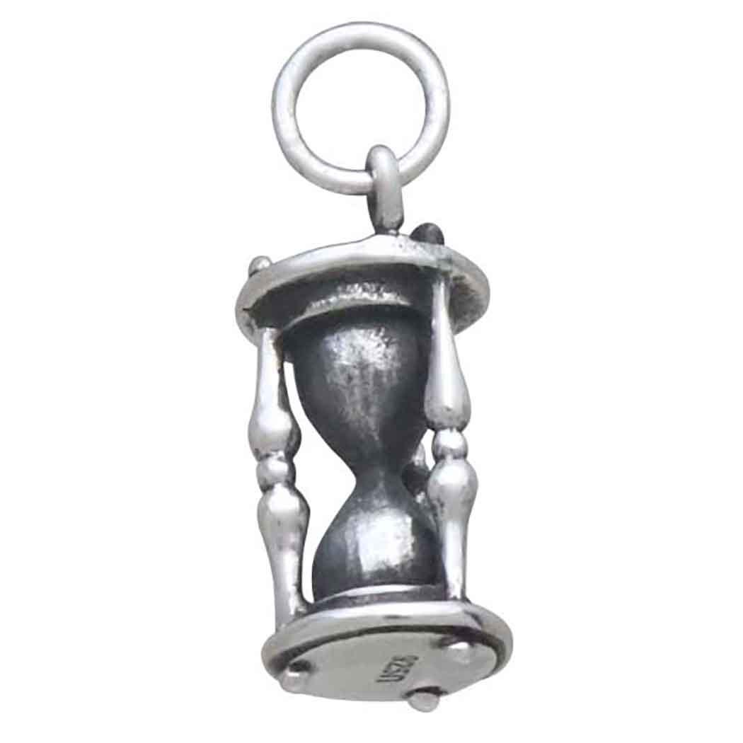 Sterling Silver 3D Hourglass Charm 21x8mm