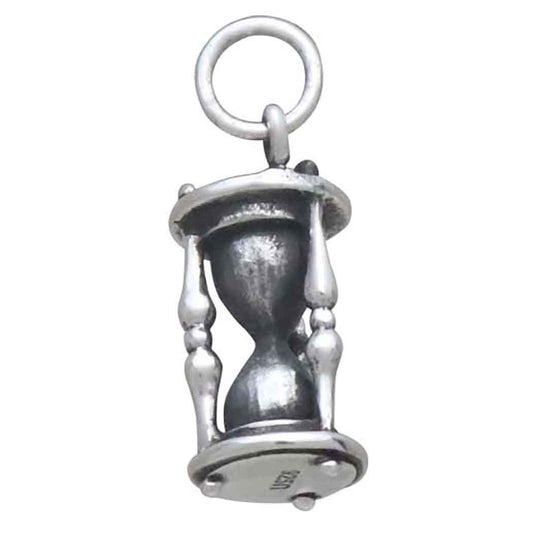 Sterling Silver 3D Hourglass Charm 21x8mm