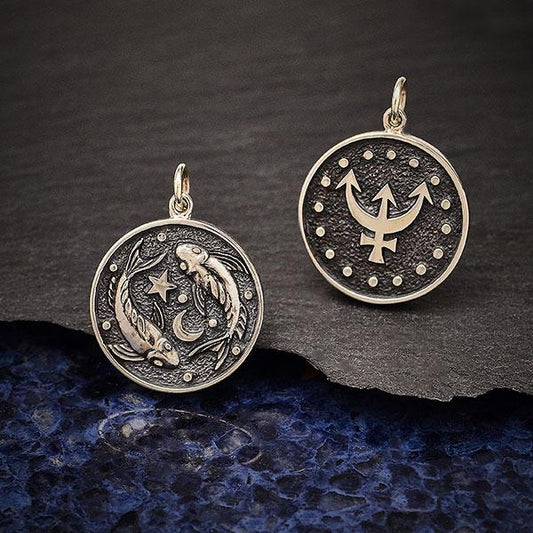 Sterling Silver Astrology Pisces Pendant 24x18mm