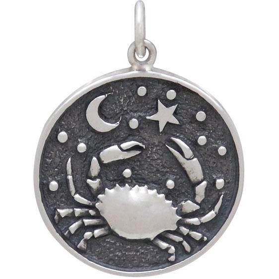 Sterling Silver Astrology Cancer Pendant 24x18mm