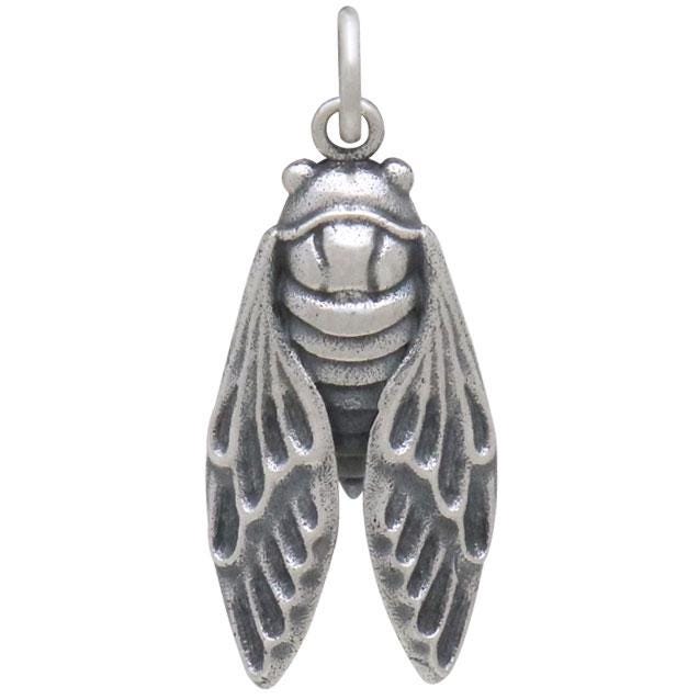 Sterling Silver Cicada Charm 28x11mm