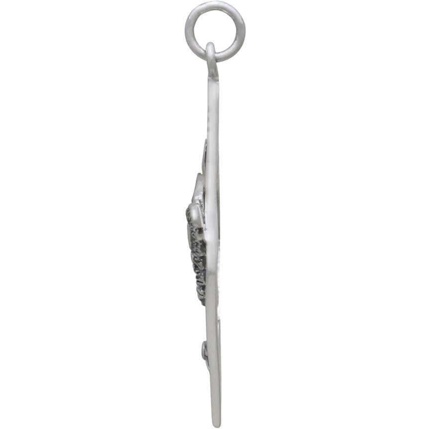 Silver Geometric Moth Charm with Sun and Moon 35x21mm