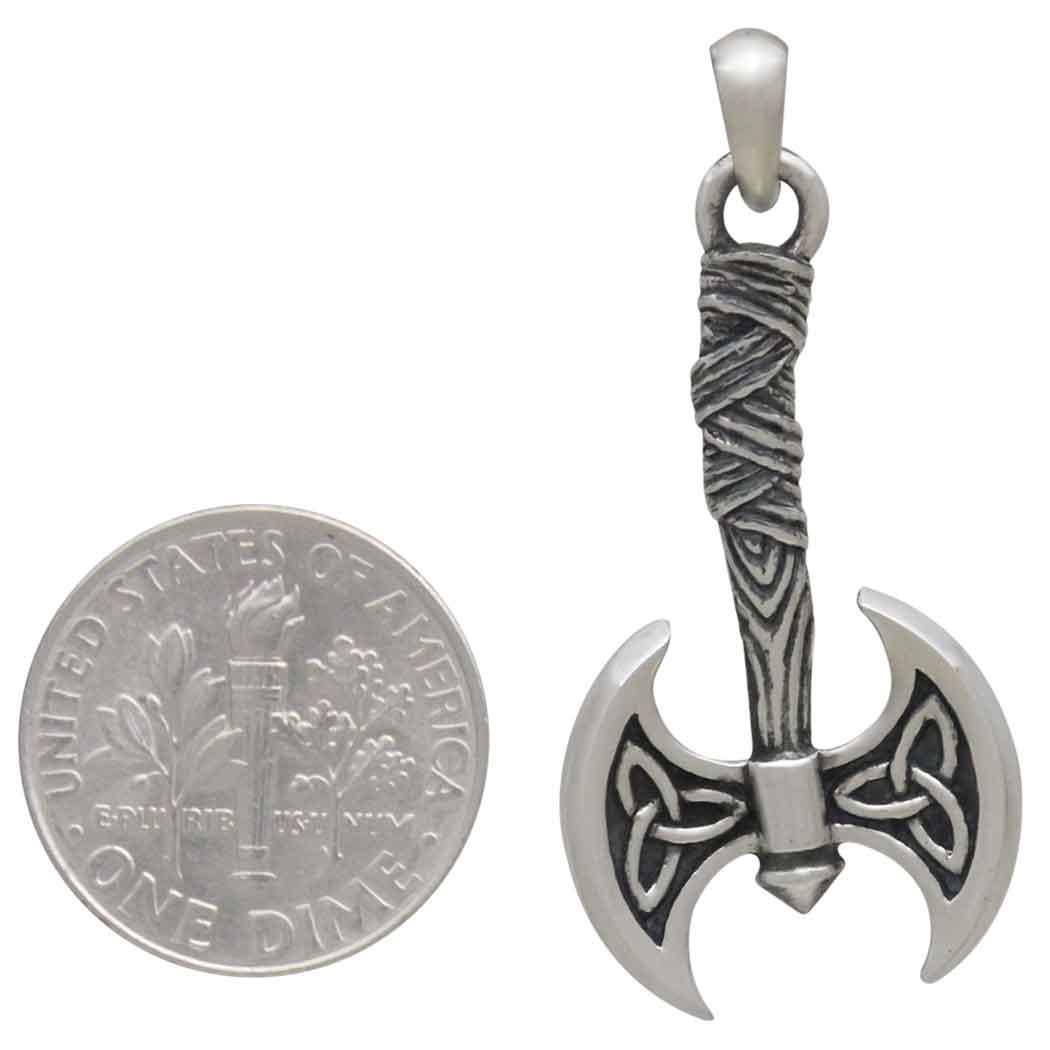 Sterling Silver Viking Axe Pendant 39x18mm