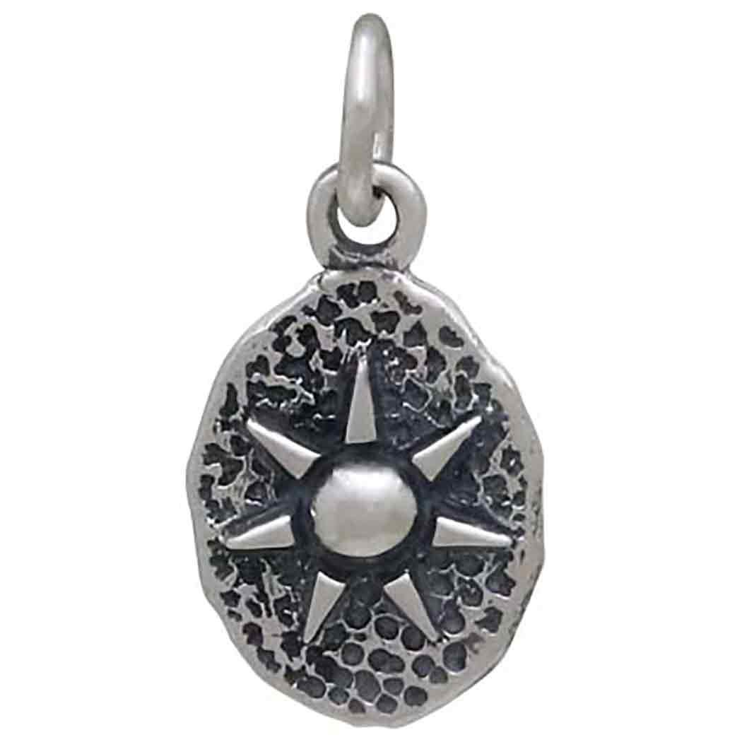 Sterling Silver Sun on Oval Coin Charm 17x9mm