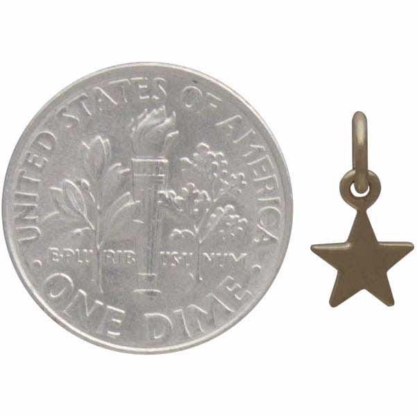 14K Shiny Gold Plated Sterling Tiny Flat Star Charm 12x6mm